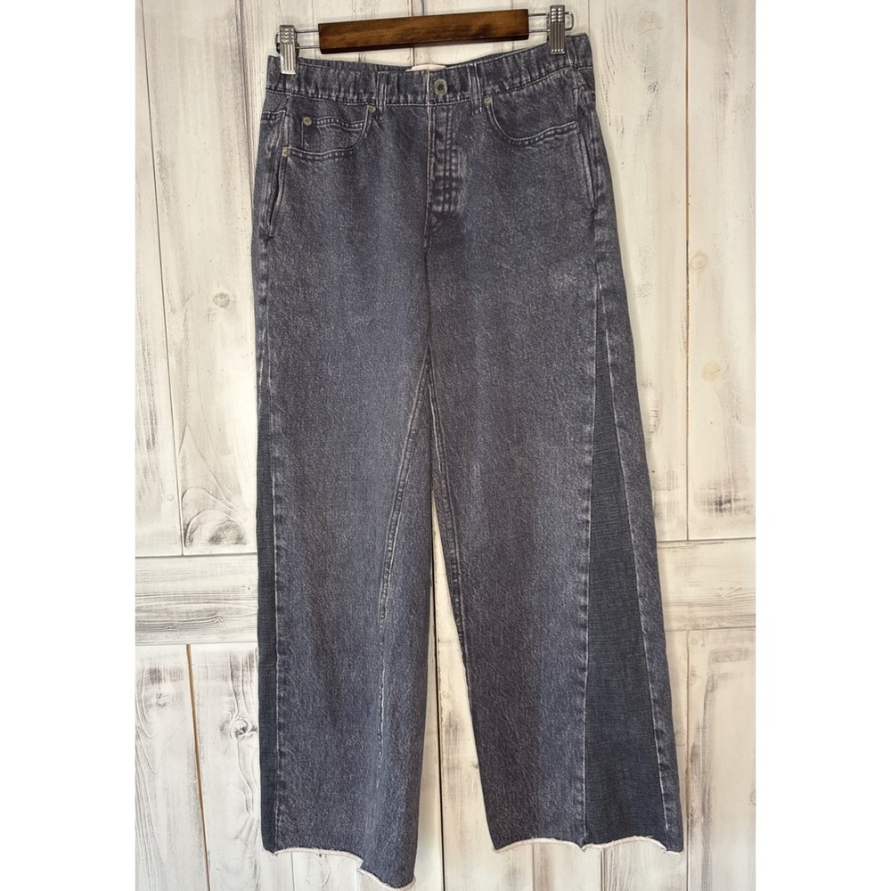 Rag & Bone Miramar Wide Leg Sweatpant Jeans Sz Small Faux Denim Dark Wash Sides